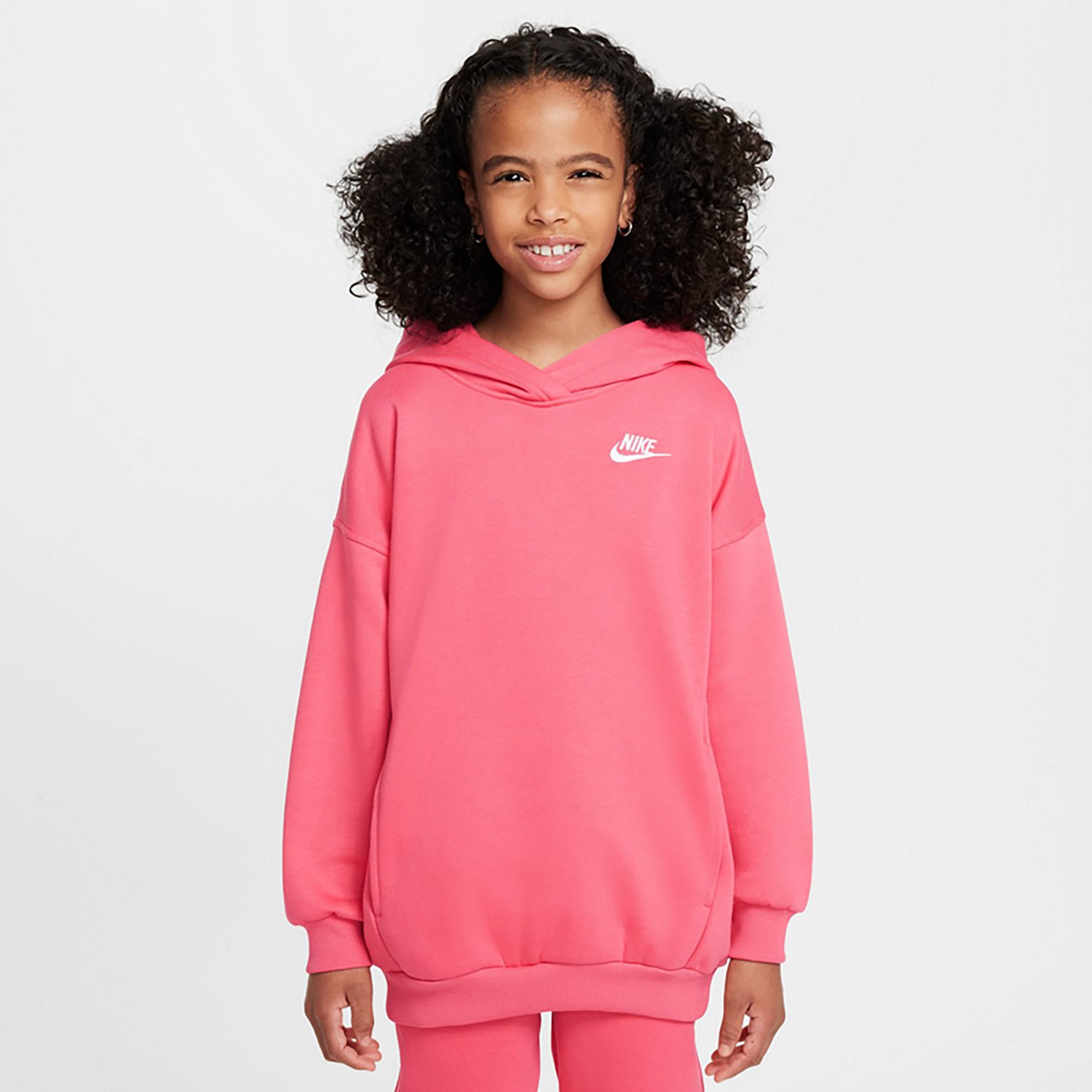 Nike Girls Clube Fleece Oversized Pullover Hoodie Academy