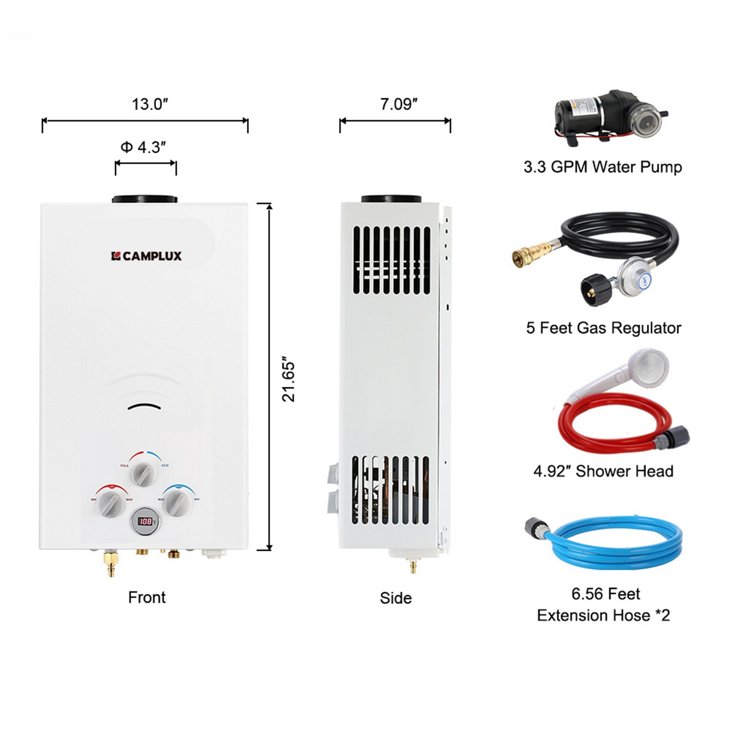 CampLux 2.64 GPM 68,000 BTU Outdoor Portable Propane Tankless Water Heater                                                       - view number 2