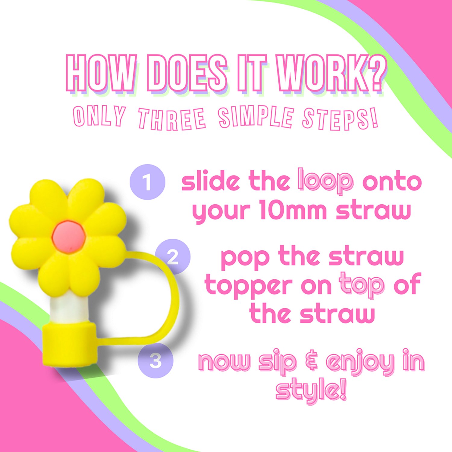 CharCharms Flower Straw Toppers 4-Pack - view number 4