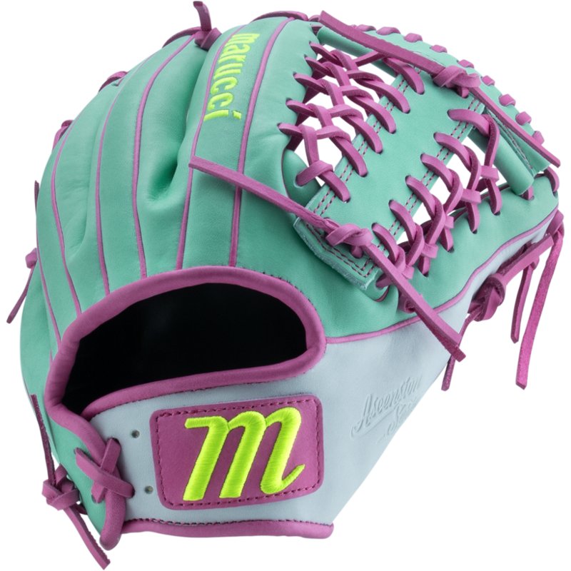 Marucci 11.75 in Ascension Series T-Web Baseball Glove Green/Pink - Sball/Bball Glove And Mitt at Academy Sports