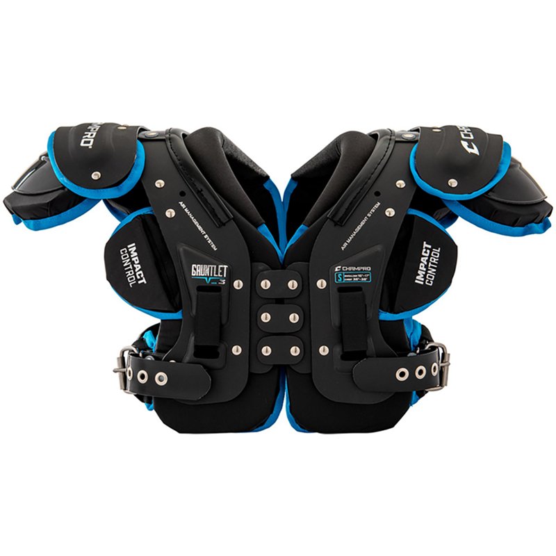 Champro Adults' Gauntlet 3 Football Shoulder Pad Black/Blue, Large - Football Equipment at Academy Sports