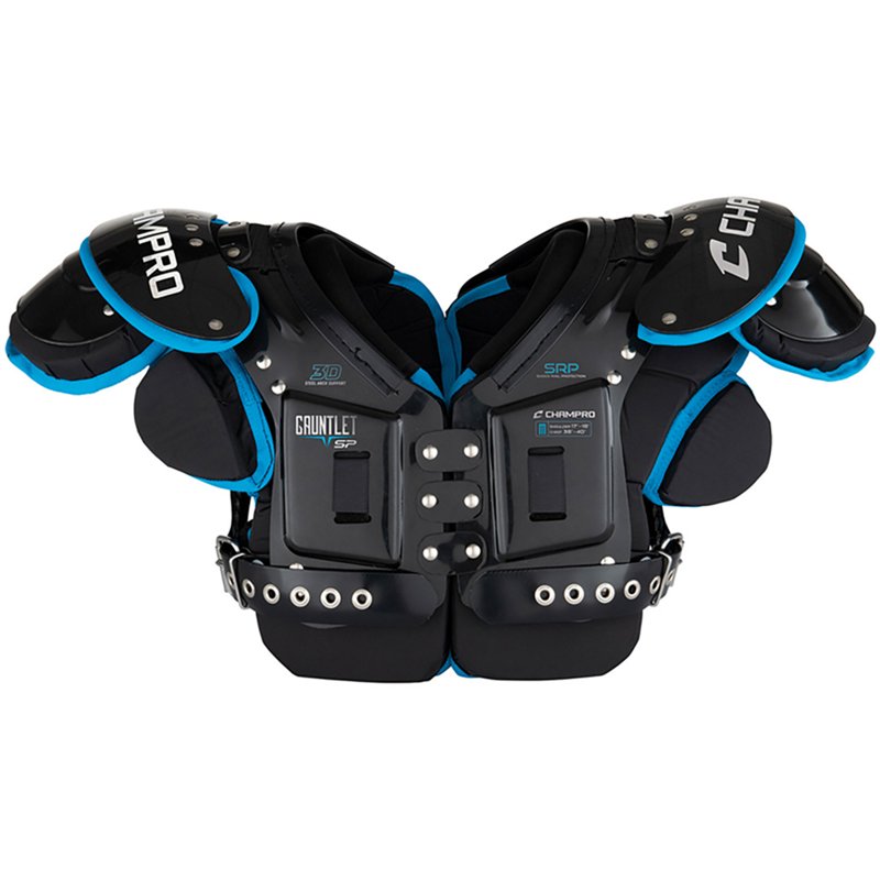 Champro Gauntlet Skill Shoulder Pads Black/Blue, Large - Football Equipment at Academy Sports