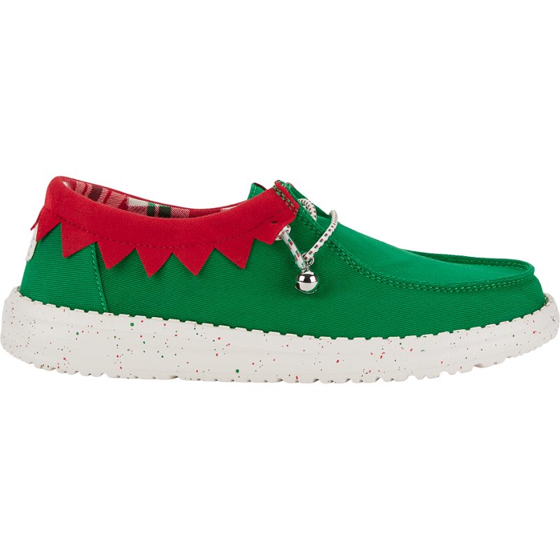 HEYDUDE Women's Wendy Elf Holiday Novelty Shoes Green/Red, 7 - Women's Casual at Academy Sports