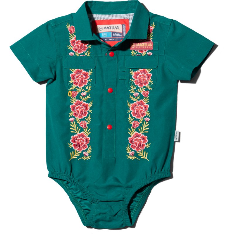 Magellan Outdoors Infant Boys' Laguna Madre Flores Onesie Alpine Green, 6-9 Months Infant - Boys Athletic Tops at Academy Sports