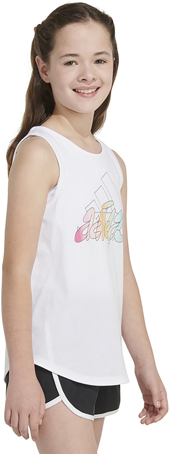 adidas Girls' Curved Hem Tank Top                                                                                                - view number 3