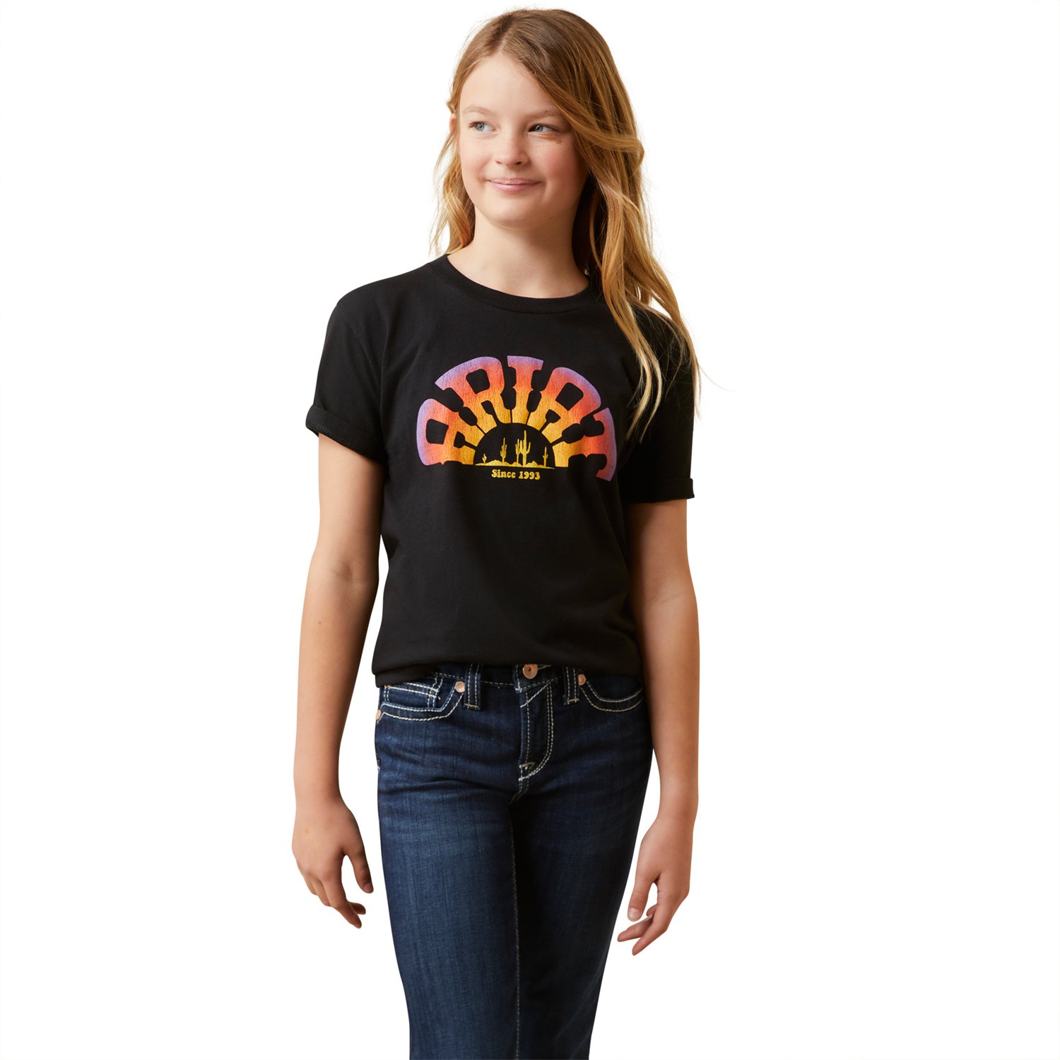 Ariat Girls' Rainbow Sunset Short Sleeve Tee