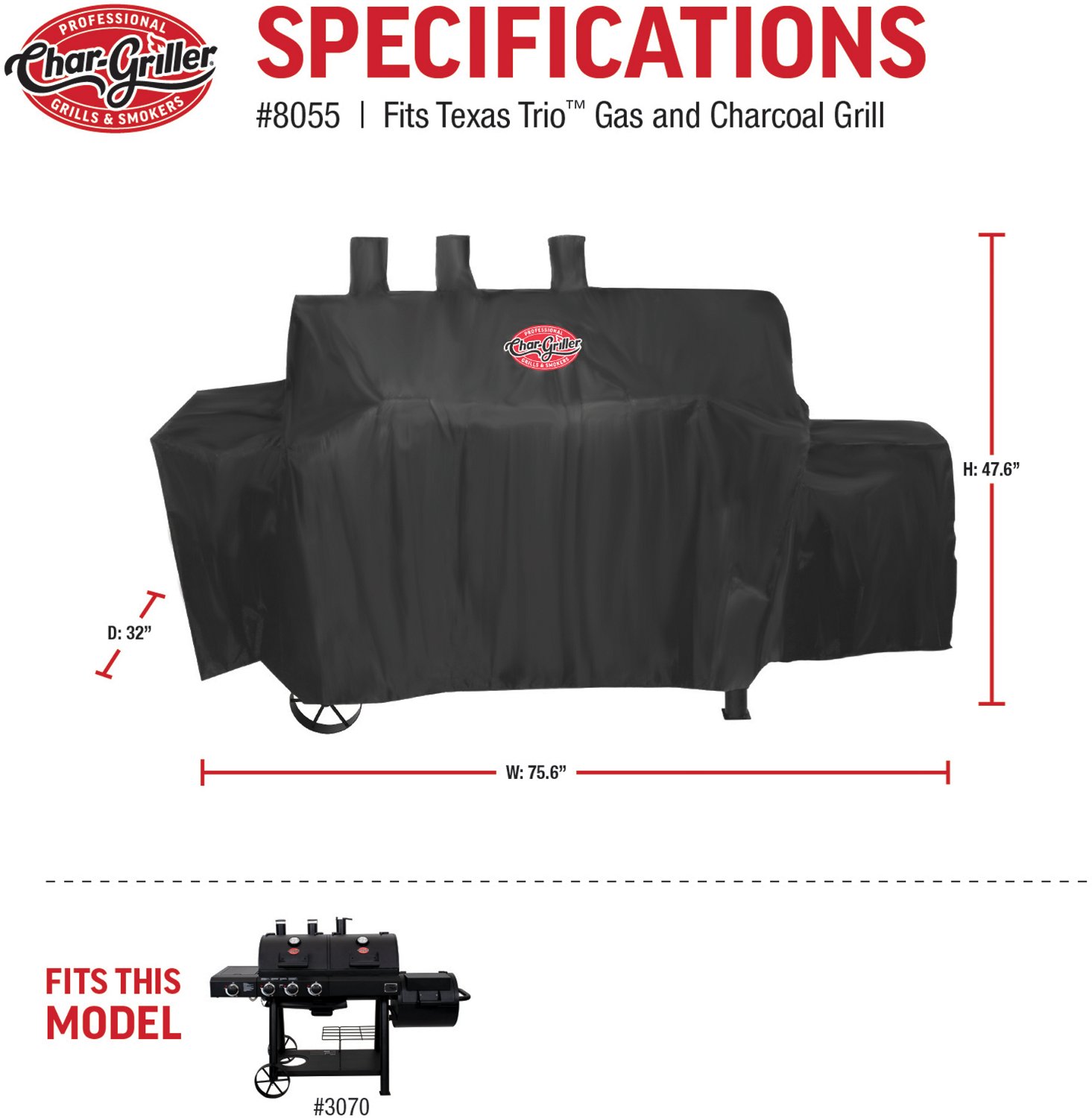 Char-Griller Texas Trio Grill Cover - view number 6