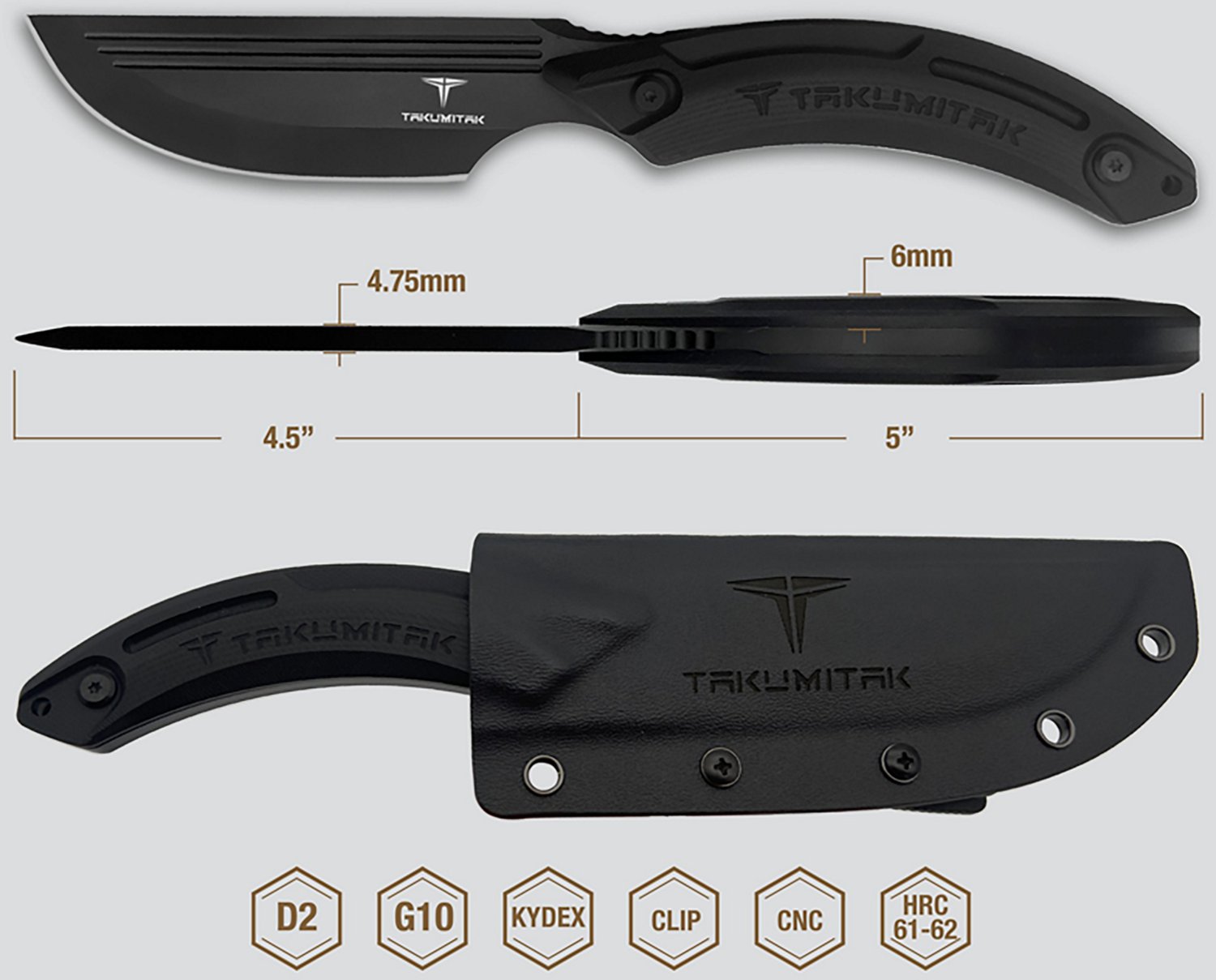 Takumitak Hunter D2 Fixed Blade Knife                                                                                            - view number 2