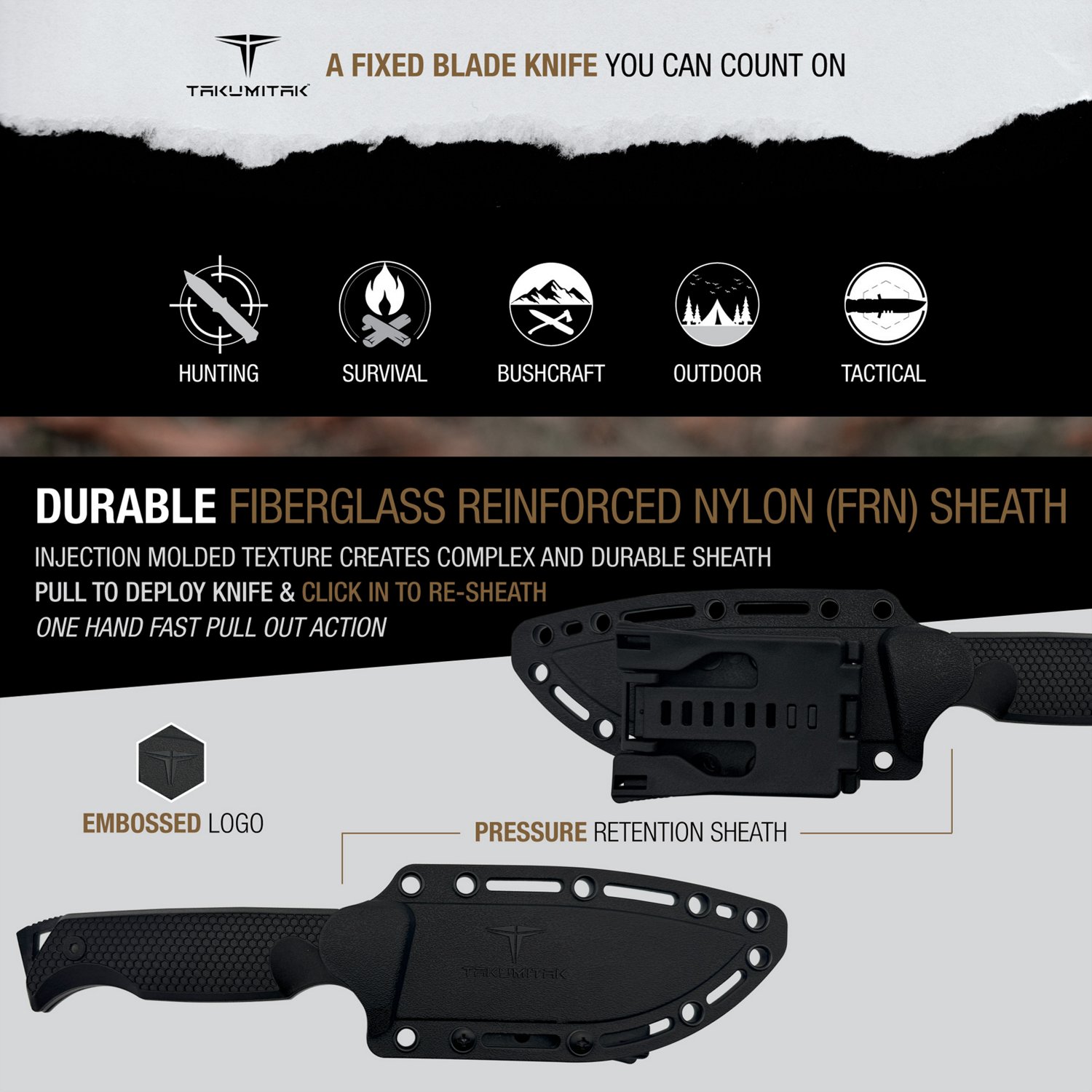Takumitak Easy Night 3cr13 Fixed Blade Knife                                                                                     - view number 8