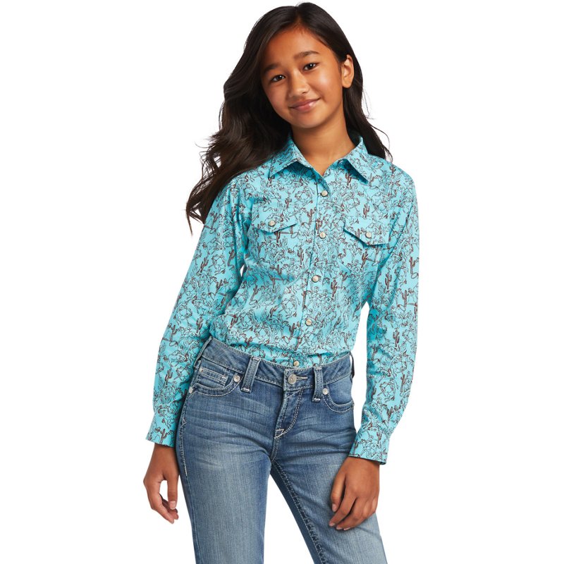 Ariat Girls' R.E.A.L Bucking Bronc Shirt