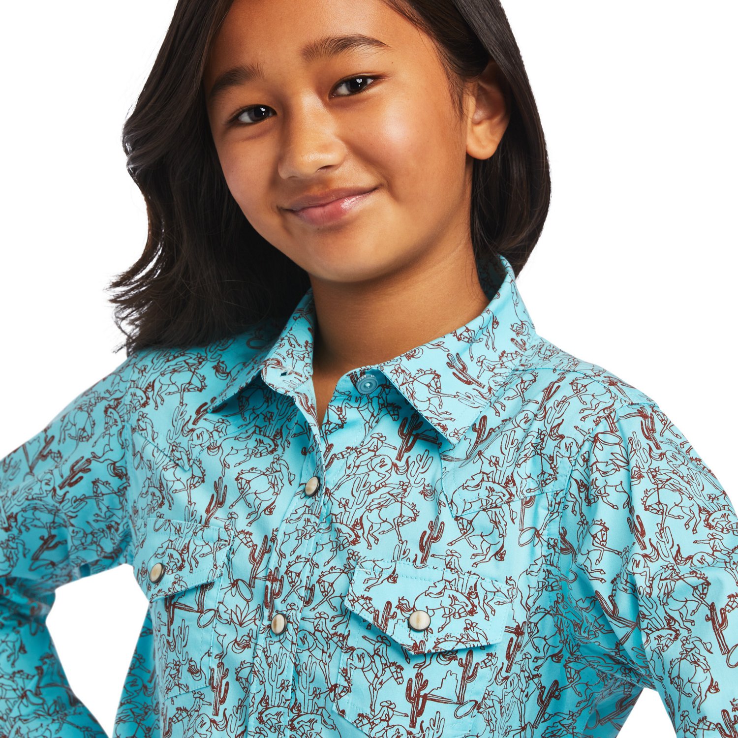 Ariat Girls' R.E.A.L Bucking Bronc Shirt                                                                                         - view number 3