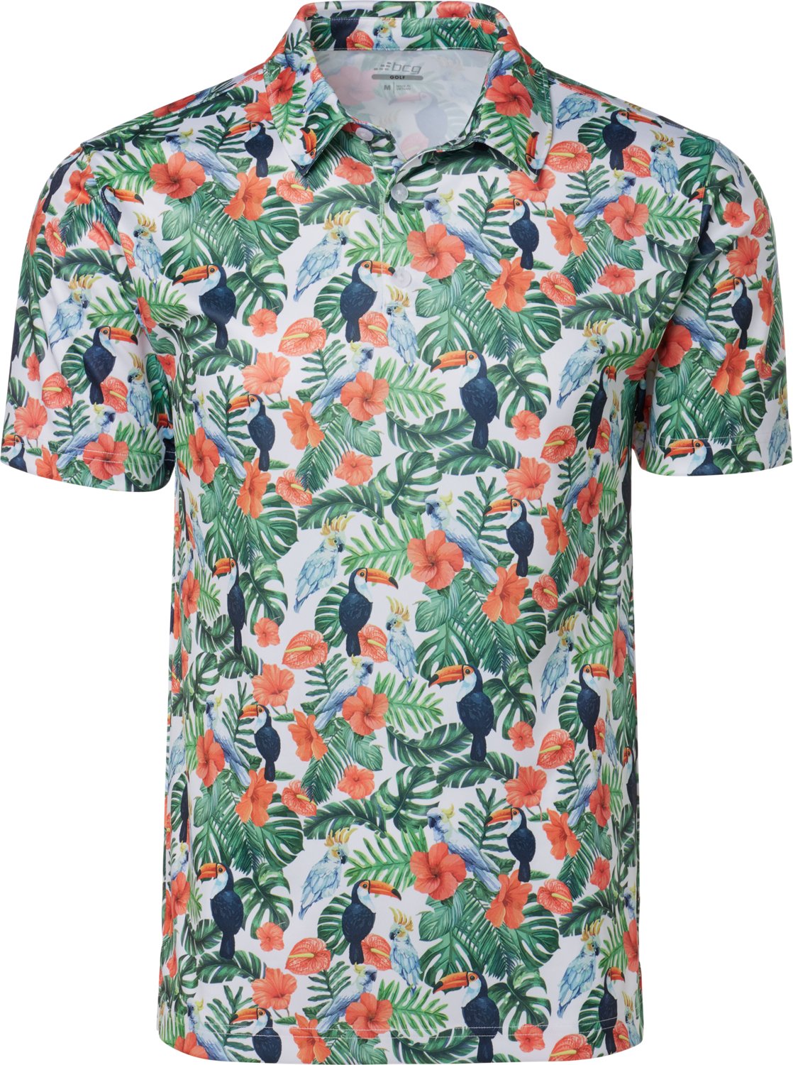 BCG Men's Golf Tropical Birds Printed Polo Shirt - view number 1