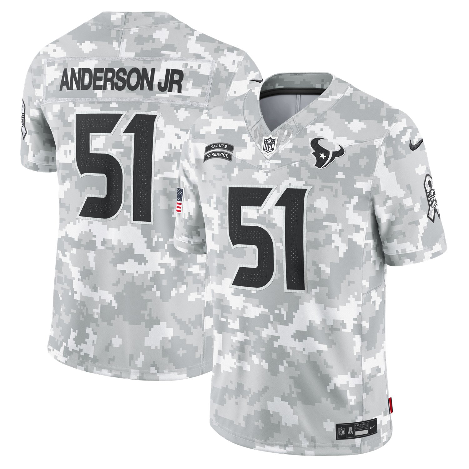 Nike Men's Houston Texans Salute To Service Will Anderson JR #51 Short Sleeve Jersey - view number 3