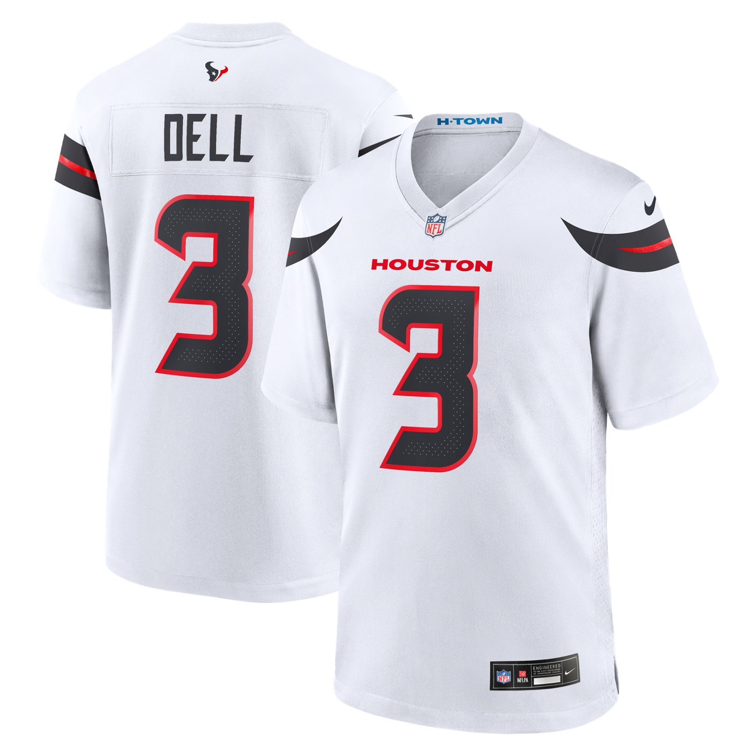 Nike Men's Houston Texans Tank Dell #3 Road Game Jersey - view number 3