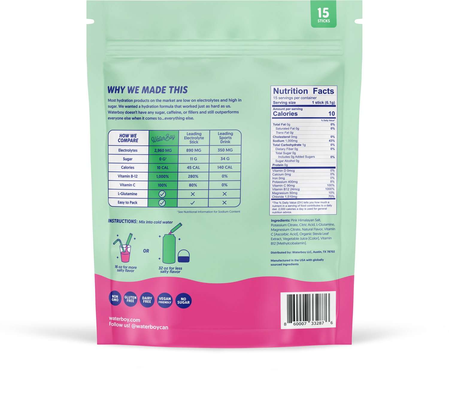 Waterboy Workout Hydration Pouches 15-Pack - view number 2