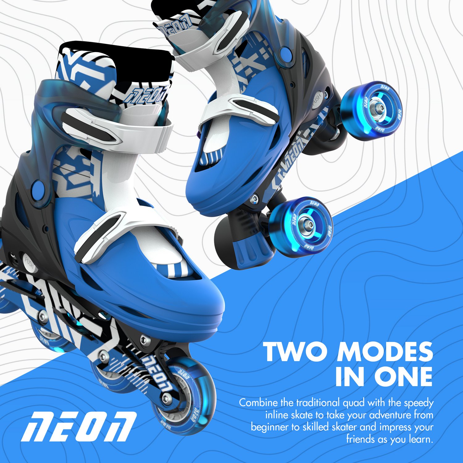 NEON Boys' Combo Inline and Quad Adjustable Light-Up Skates - view number 8
