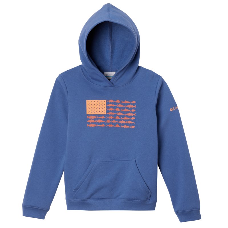 Columbia Sportswear Boys' PFG Fish Flag Hoodie Bluebell/Faded Peach, Small - Boy's Graphic Tees at Academy Sports