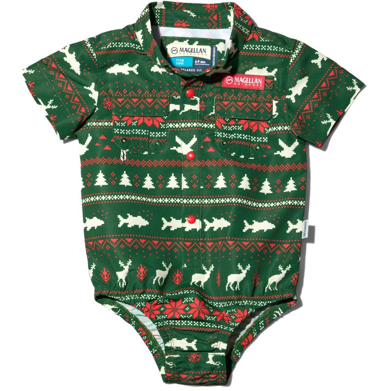 Magellan Outdoors Infant Laguna Madre Holiday Short Sleeve Onesie Fair Isle, 12-18 Months Infant - Boys Athletic Tops at Academy Sports