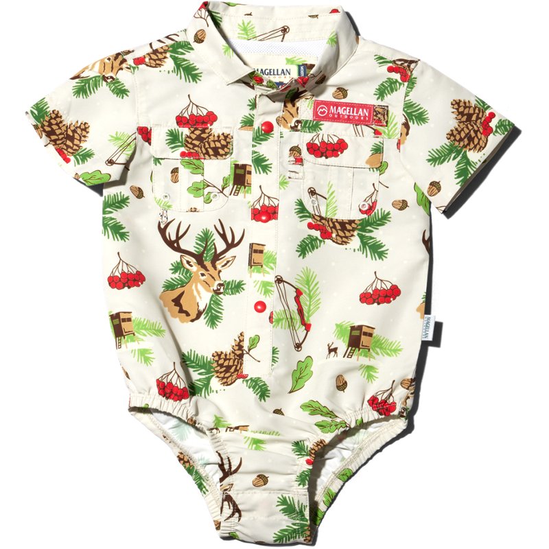 Magellan Outdoors Infant Laguna Madre Holiday Short Sleeve Onesie Vintage Hunt, 6-9 Months Infant - Boys Athletic Tops at Academy Sports