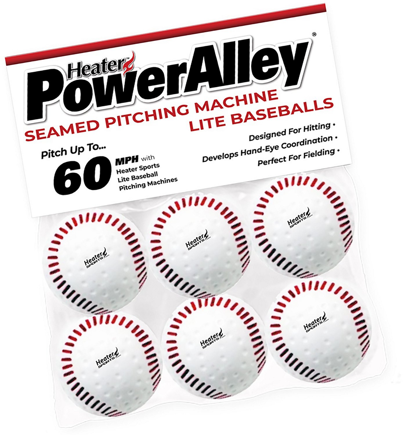 Heater Sports PowerAlley Seamed 60 mph Lite Baseballs 6-Pack                                                                     - view number 2