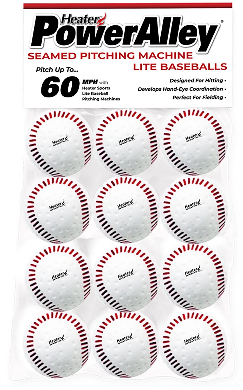 Heater Sports PowerAlley Seamed 60 mph Lite Baseballs 12-Pack                                                                    - view number 2