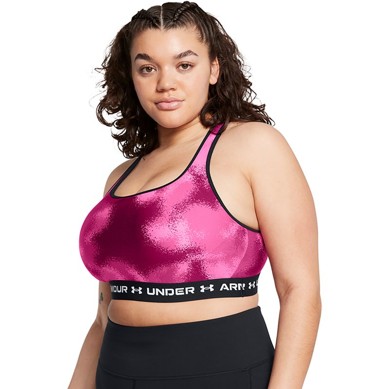 Under Armour Women's Crossback Print Mid Sports Bra Bigports Bras>>Sports T Pink, Medium - at Academy Sports
