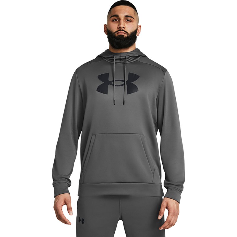 Under Armour Men's Big Logo Armour Fleece Hoodie Castlerock/Black, X-Large - Men's Athletic Fleece at Academy Sports