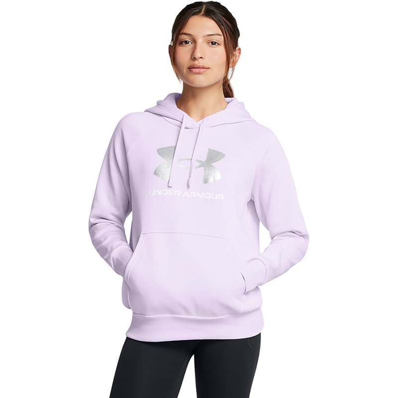 Under Armour Women's Rival Glitter Big Logo Hoodie Salt Purple/White, Small - Women's Athletic Fleece at Academy Sports