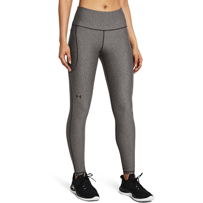 Under Armour Women's HeatGear Armour Hi-Rise Leggings Charcoal Light Heather/Black, X-Small Short - Women's Athletic Performance Bottoms