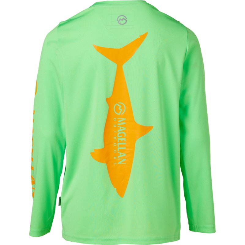 Magellan Outdoors Boys' Fishgear Casting Crew Fish Print Long Sleeve T-Shirt-image