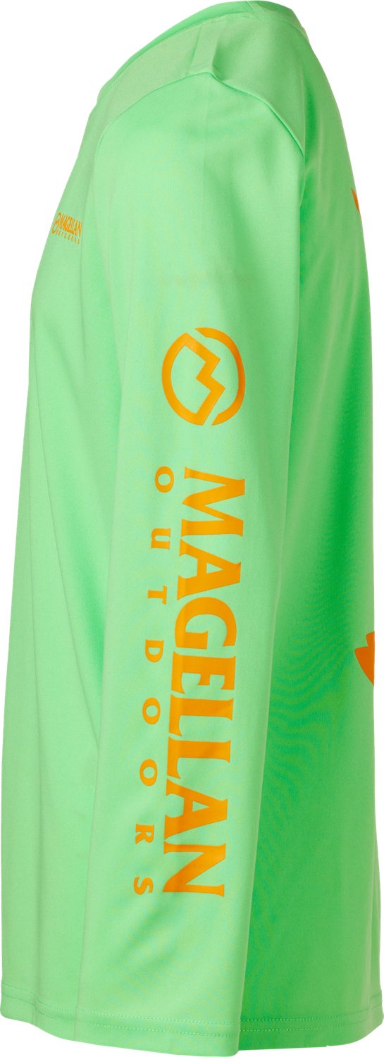 Magellan Outdoors Boys' FishGear Casting Crew Fish Print Long Sleeve T-shirt                                                     - view number 3