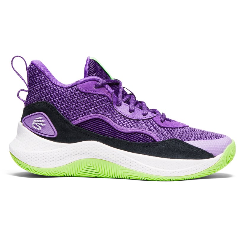 Under Armour Kids Curry 3Z Suede Basketball Shoes Purple/Bright Green, 7 - Youth Basketball at Academy Sports