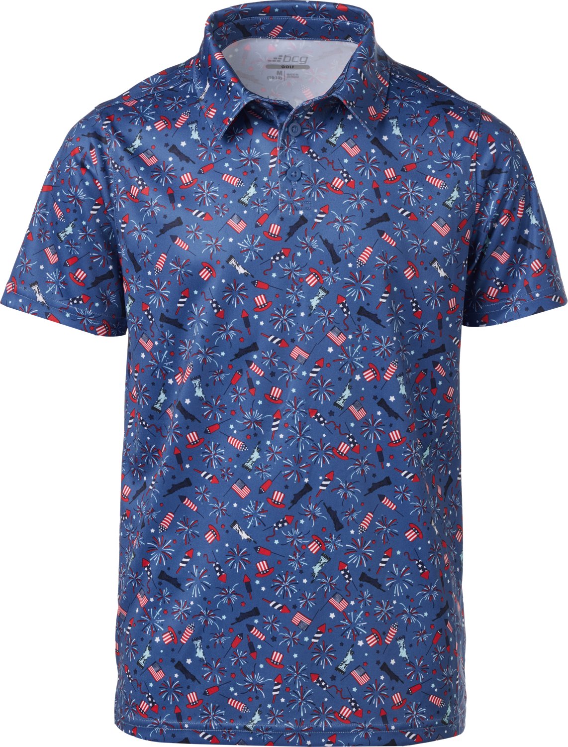 BCG Boys' Golf Patriotic Print Short Sleeve Polo Shirt                                                                           - view number 1