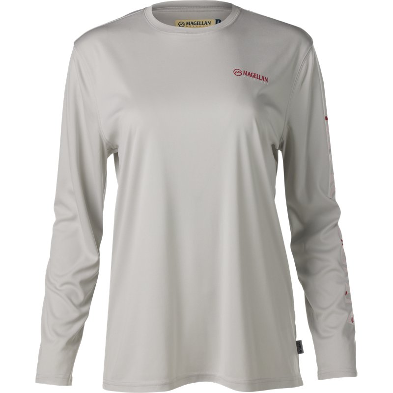 Magellan Outdoors Women's Caddo Lake Logo Long Sleeve T-Shirt Oyster Mushroom, X-Small - Women's Fishing Tops at Academy Sports