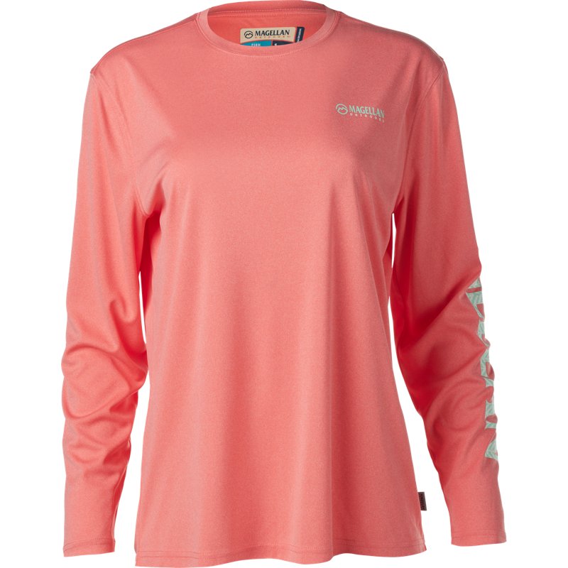 Magellan Outdoors Women's Caddo Lake Logo Long Sleeve T-Shirt Sugar Coral, X-Small - Women's Fishing Tops at Academy Sports