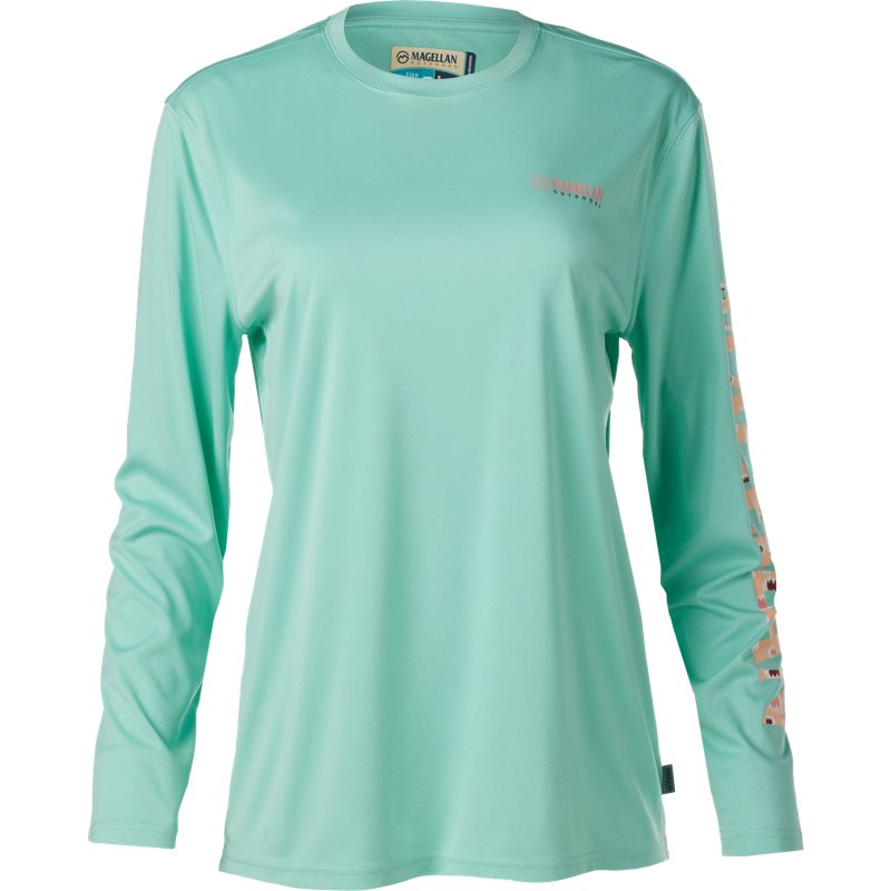 Magellan Outdoors Women's Caddo Lake Logo Long Sleeve T-Shirt Cascade, X-Small - Women's Fishing Tops at Academy Sports
