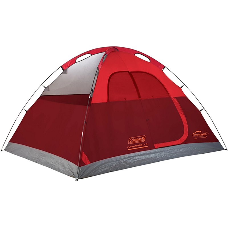 Coleman Flatwoods II 4-Person Lightweight Dome Camping Tent Grey/Red - Family/Large Tents at Academy Sports