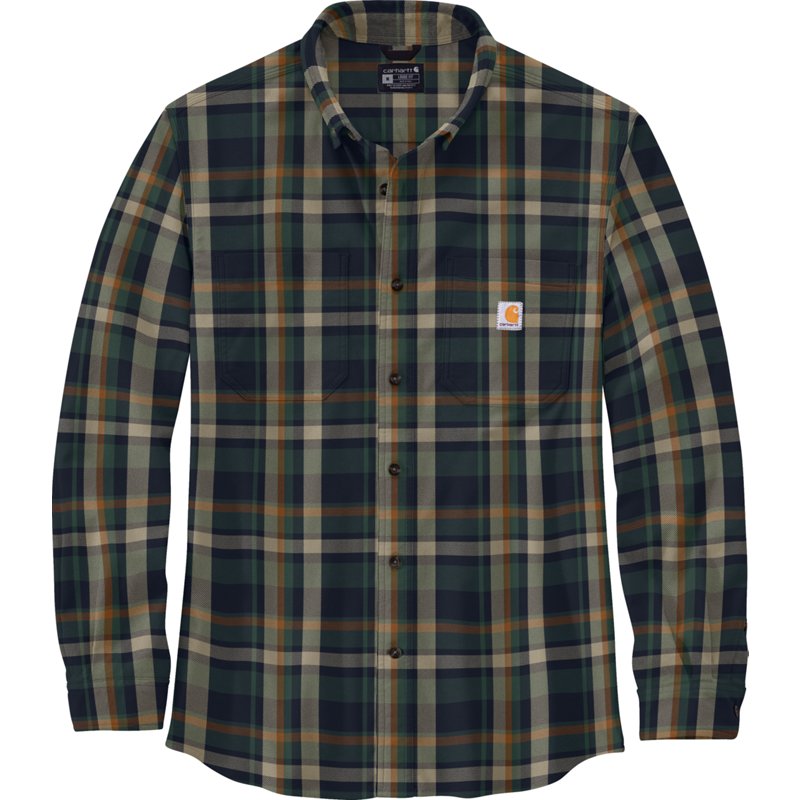 Carhartt Men's Midweight Flannel Long Sleeve Plaid Shirt Thundercloud Heather, Large - Men's Longsleeve Work Shirts at Academy Sports