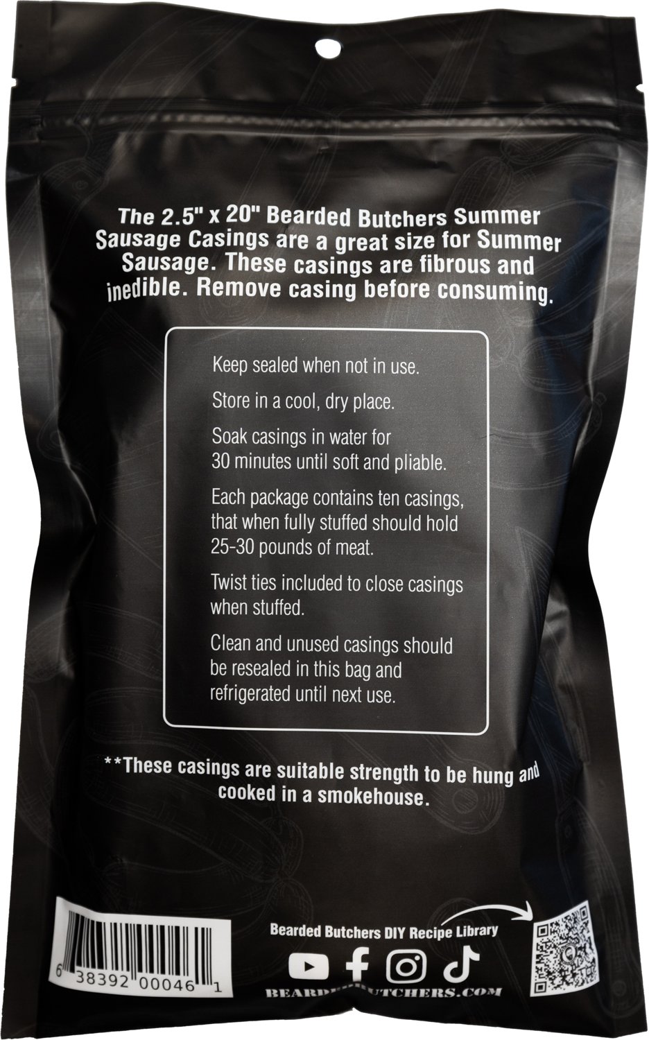 The Bearded Butchers 2.5 in Mahogany Summer Sausage Casings 10-Pack                                                              - view number 3