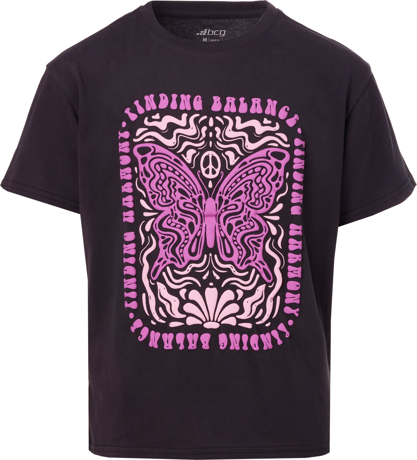 BCG Girls' Lifestyle Cotton Butterfly Short Sleeve T-shirt