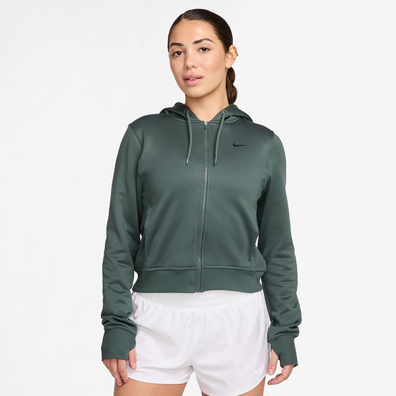 Nike Women's One Therma-FIT Full-Zip Hoodie Vintage Green/(White), X-Small - Women's Athletic Fleece at Academy Sports