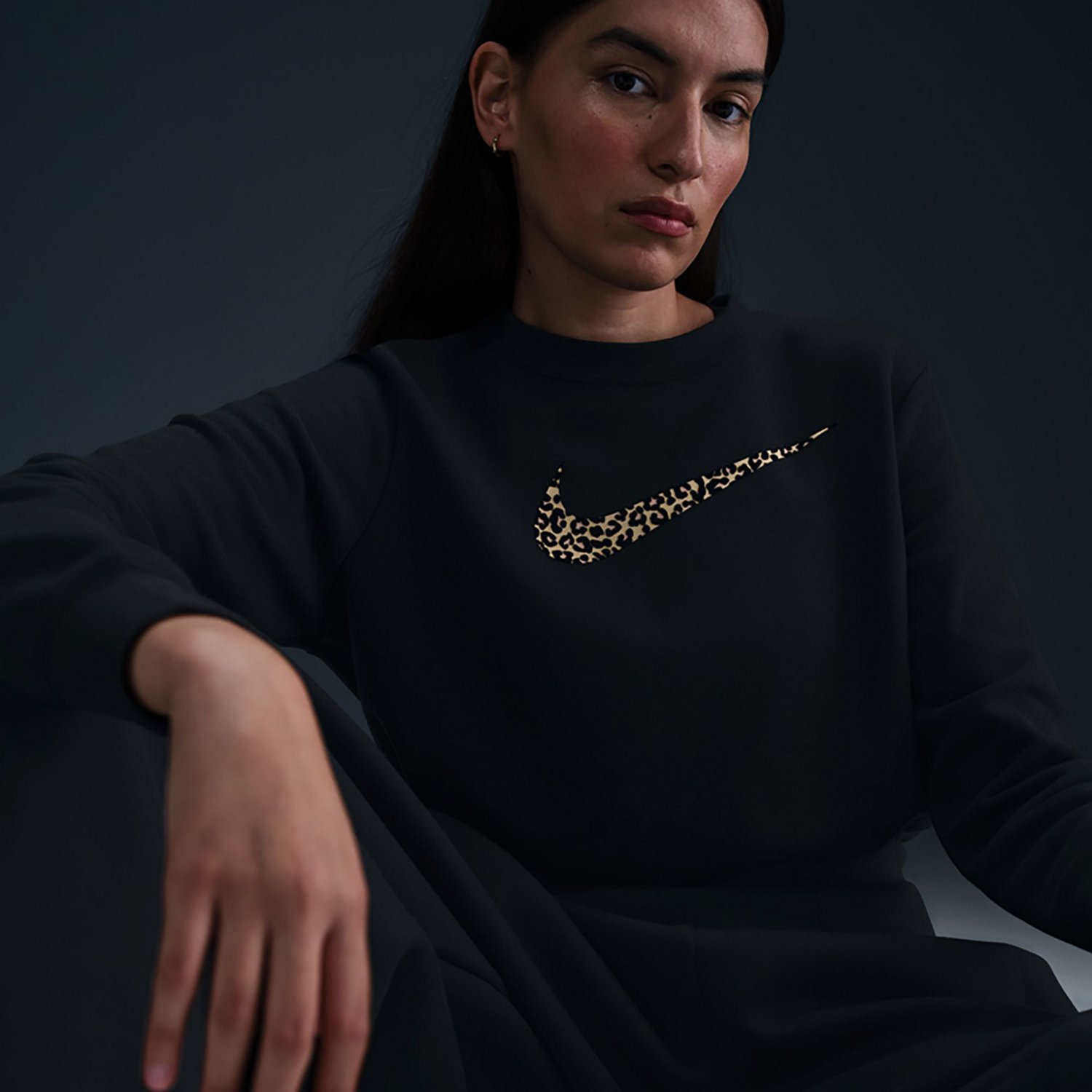 Nike Women's Sportswear Club Crew Leopard Sweatshirt