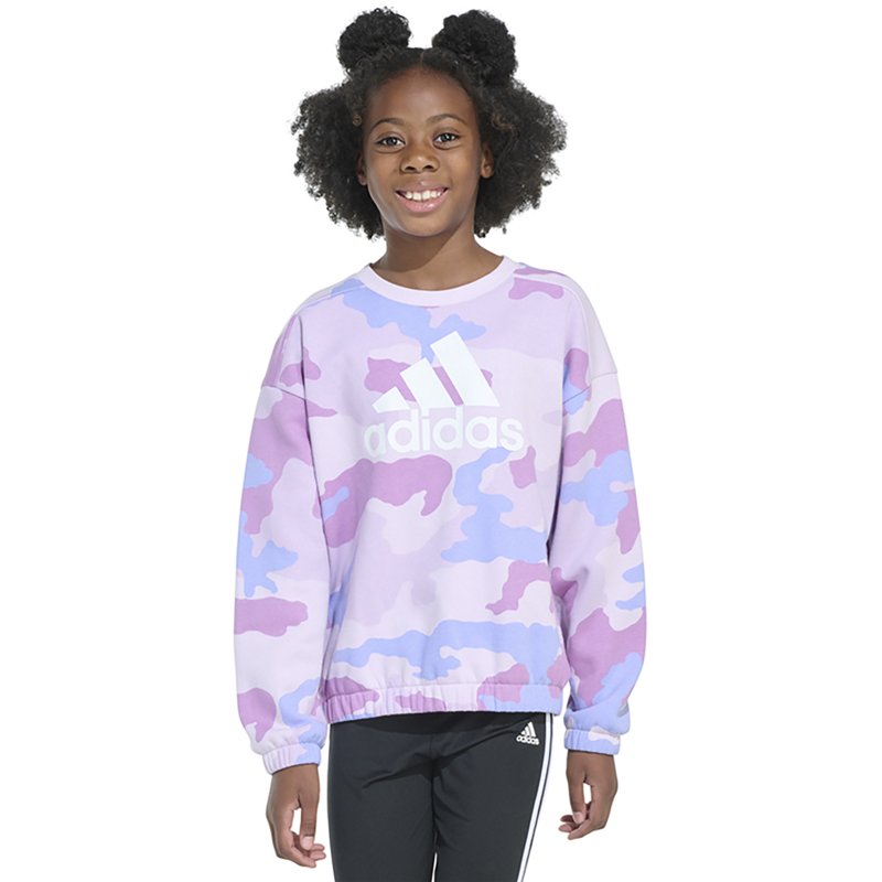 adidas Girls' All Over Print Crew Neck Pullover Preloved Purple, Small - Girl's Fleece at Academy Sports