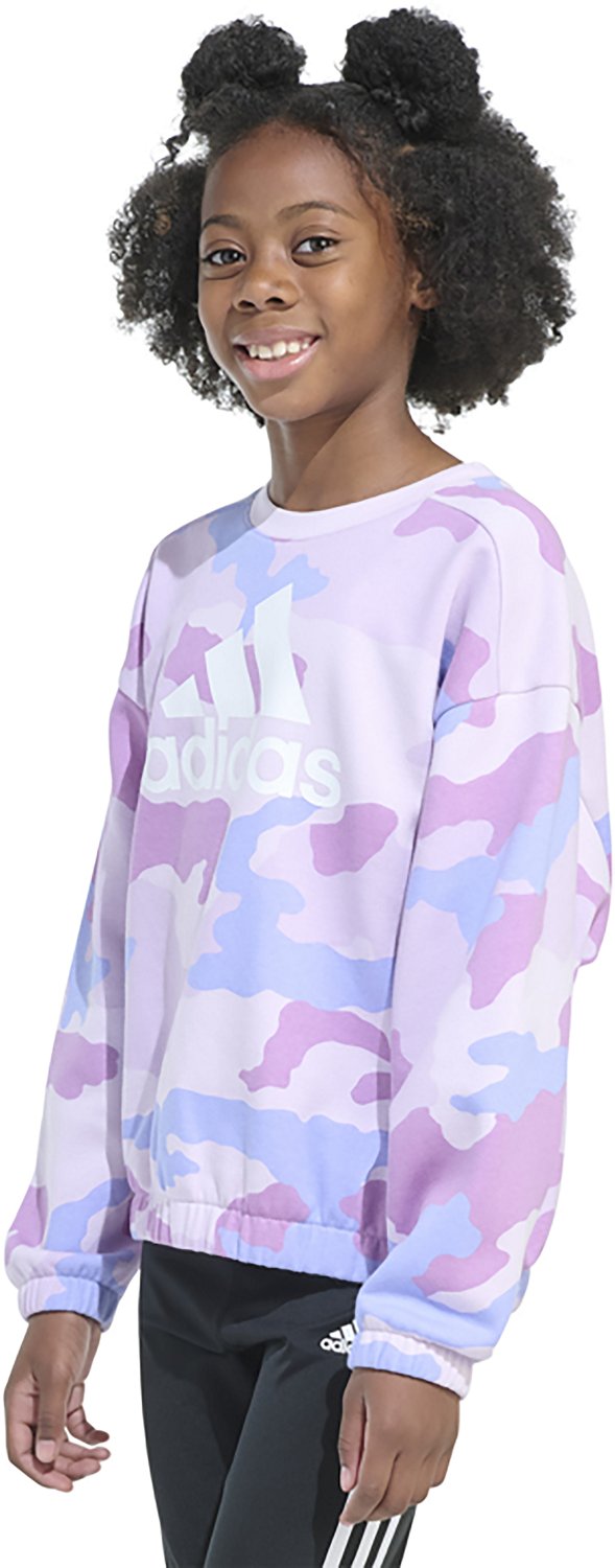 adidas Girls' All Over Print Crew Neck Pullover - view number 3