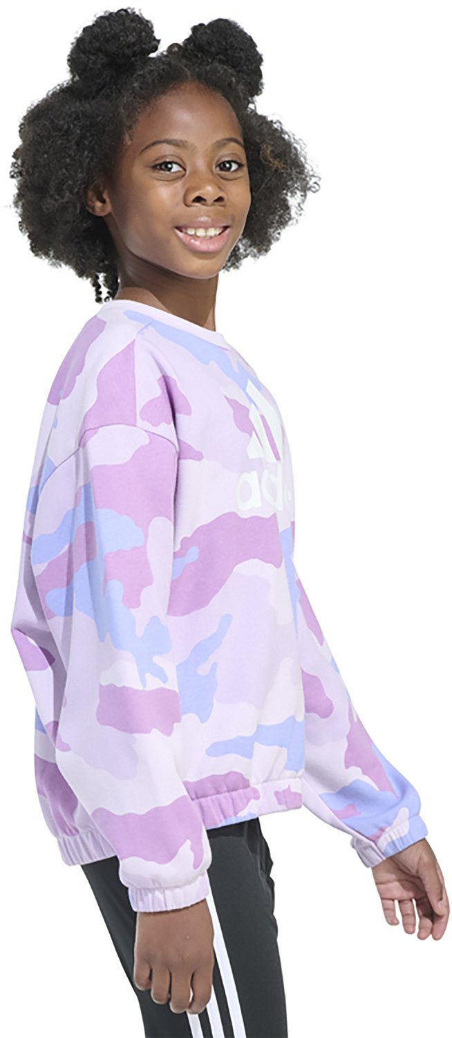 adidas Girls' All Over Print Crew Neck Pullover - view number 4