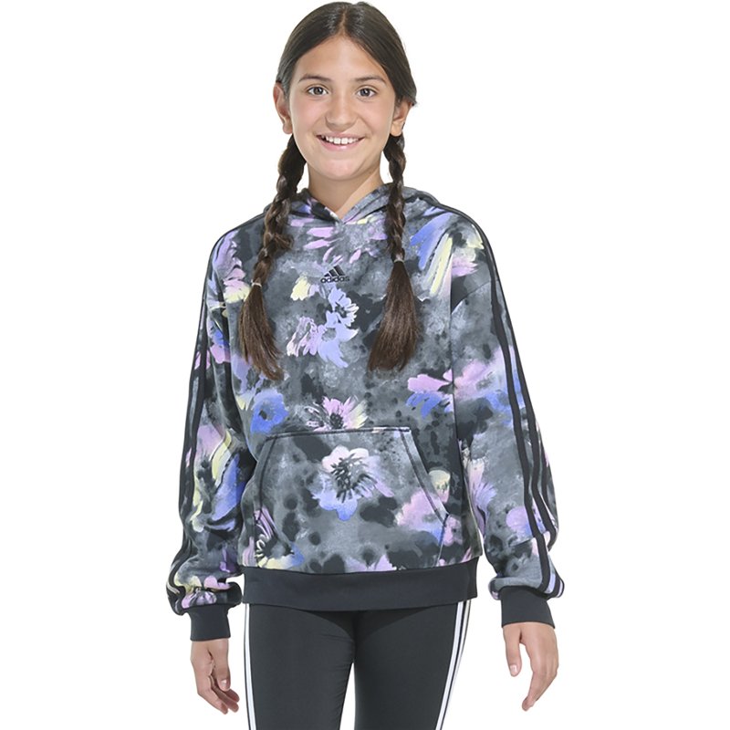 adidas Girls' All Over Print Loose Fit Hooded Pullover, Large - Girl's Fleece at Academy Sports