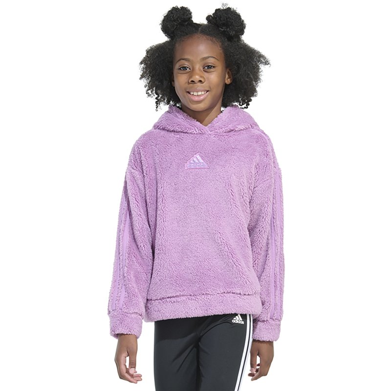 adidas Girl's Cozy Furry Sherpa Hood Pullover Preloved Purple, Small - Girl's Fleece at Academy Sports