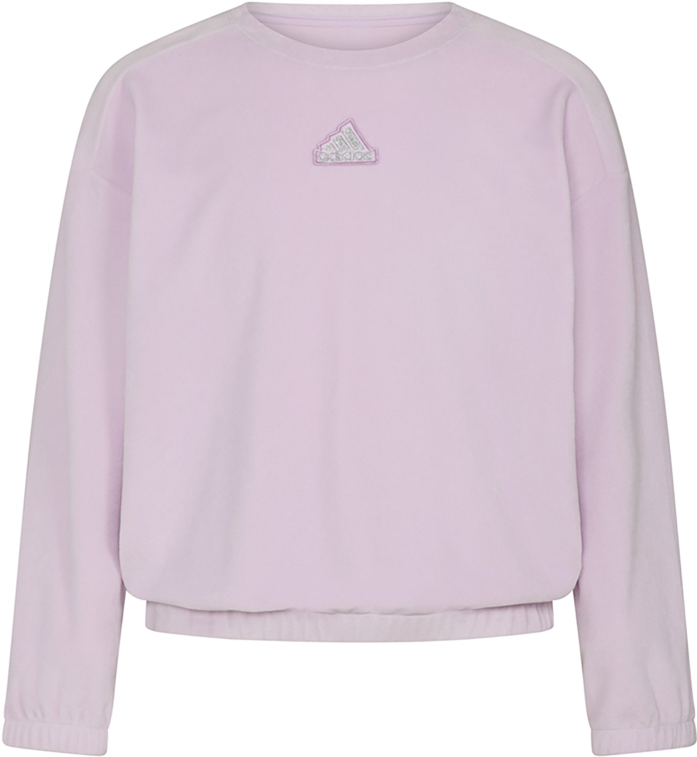 adidas Girls Rib Velour Crew Neck Pullover Academy