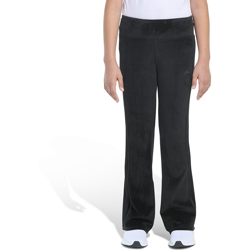 adidas Girls' Rib Velour Vented Flare Leg Pant #a Black Adi, X-Large - Girl's Fleece at Academy Sports