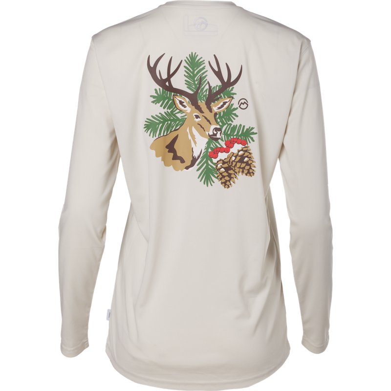 Magellan Outdoors Women's Holiday Deer Long Sleeve Graphic T-Shirt Silver Birch, Small - Women's Fishing Tops at Academy Sports
